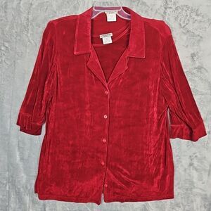 Ve Ve Collection By Vikki Vi Women  2 piece tank jacket Red Slinky Travelers 1X